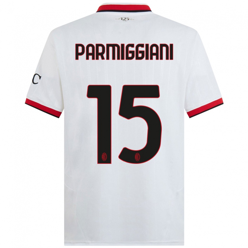 Kandiny Herren Pietro Parmiggiani #15 Weiß Schwarz Rot Auswärtstrikot Trikot 2024/25 T-Shirt