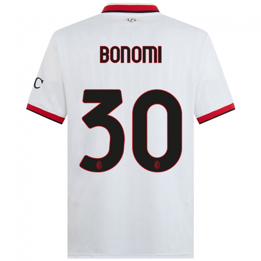 Kandiny Herren Alessandro Bonomi #30 Weiß Schwarz Rot Auswärtstrikot Trikot 2024/25 T-Shirt