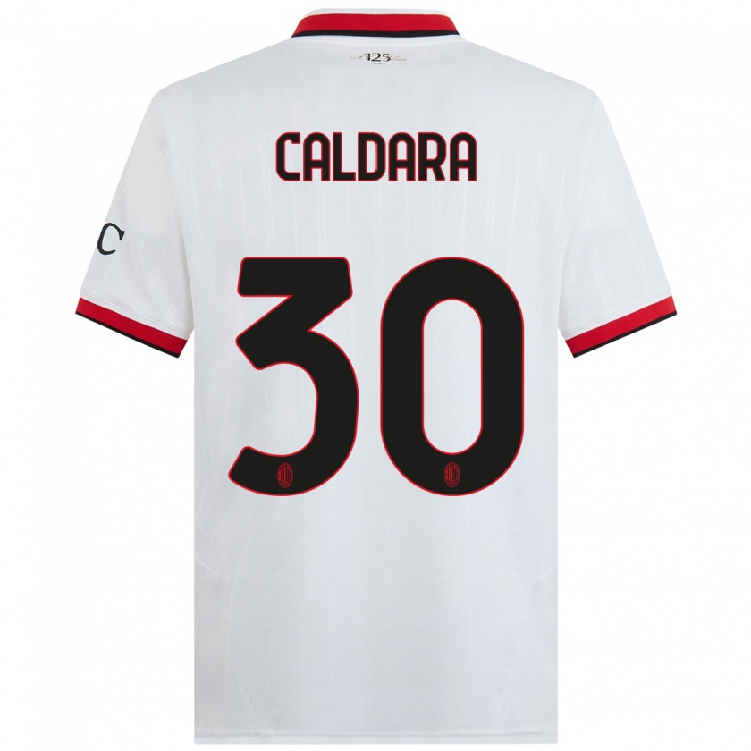 Kandiny Herren Mattia Caldara #30 Weiß Schwarz Rot Auswärtstrikot Trikot 2024/25 T-Shirt