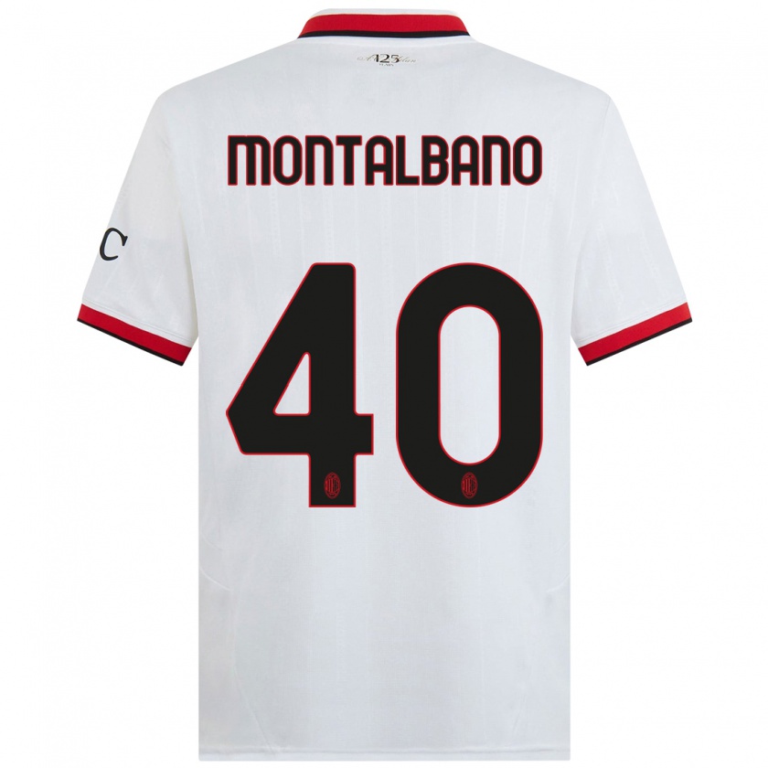 Kandiny Herren Nicolo Montalbano #40 Weiß Schwarz Rot Auswärtstrikot Trikot 2024/25 T-Shirt