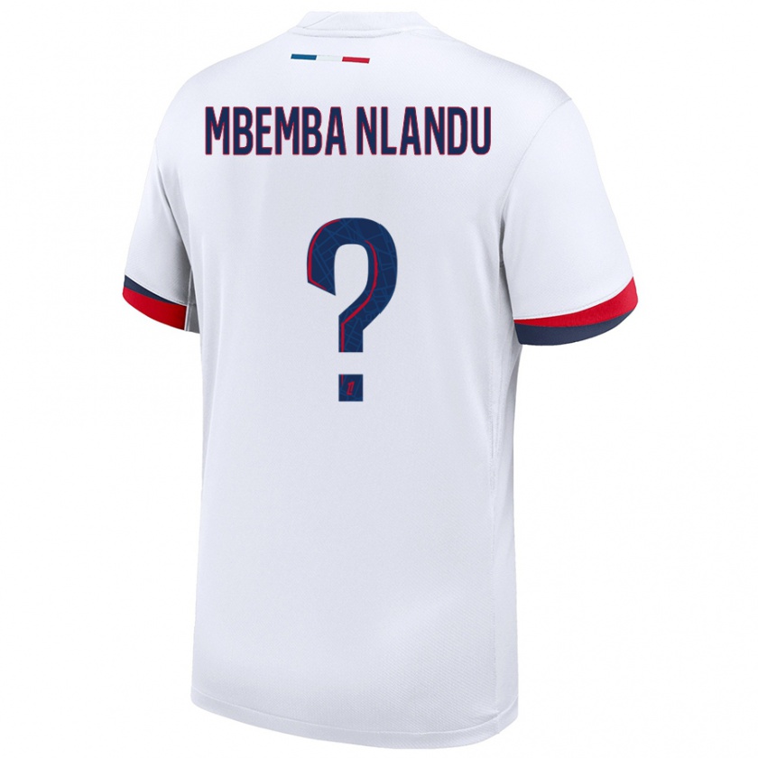 Kandiny Herren Emmanuel Mbemba Nlandu #0 Weiß Blau Rot Auswärtstrikot Trikot 2024/25 T-Shirt