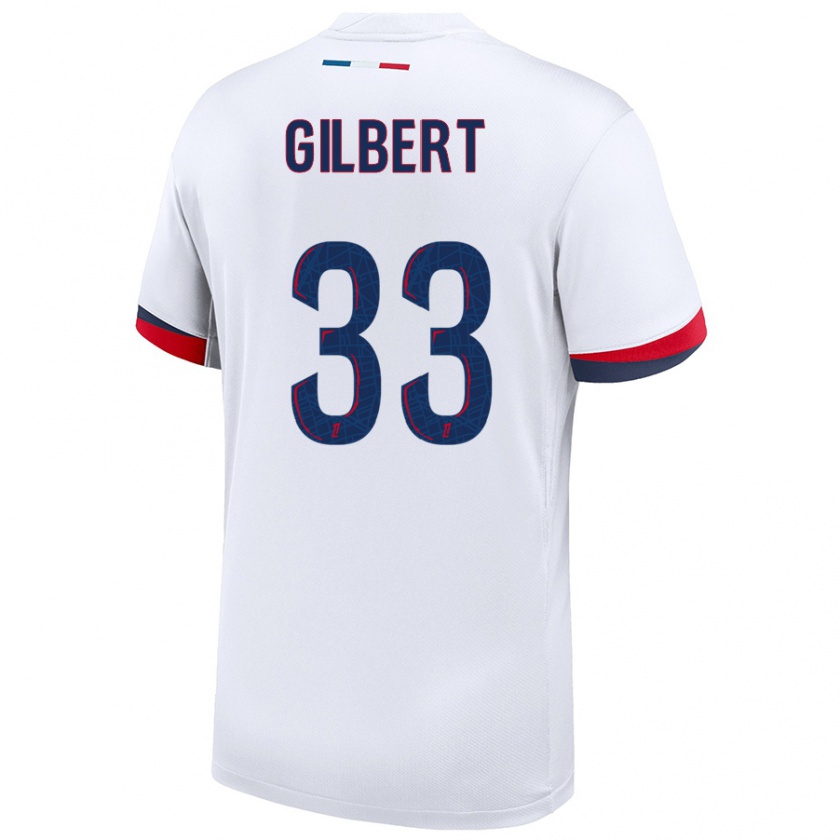 Kandiny Herren Tara Elimbi Gilbert #33 Weiß Blau Rot Auswärtstrikot Trikot 2024/25 T-Shirt