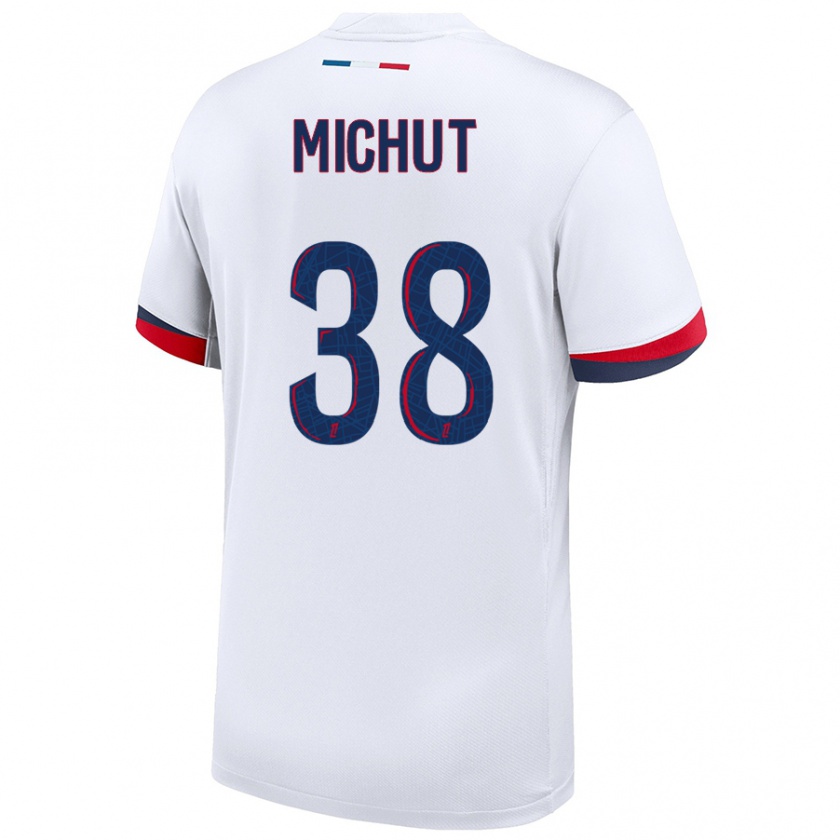 Kandiny Herren Edouard Michut #38 Weiß Blau Rot Auswärtstrikot Trikot 2024/25 T-Shirt