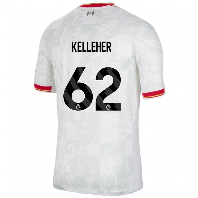 Kandiny Herren Caoimhín Kelleher #62 Weiß Rot Schwarz Ausweichtrikot Trikot 2024/25 T-Shirt