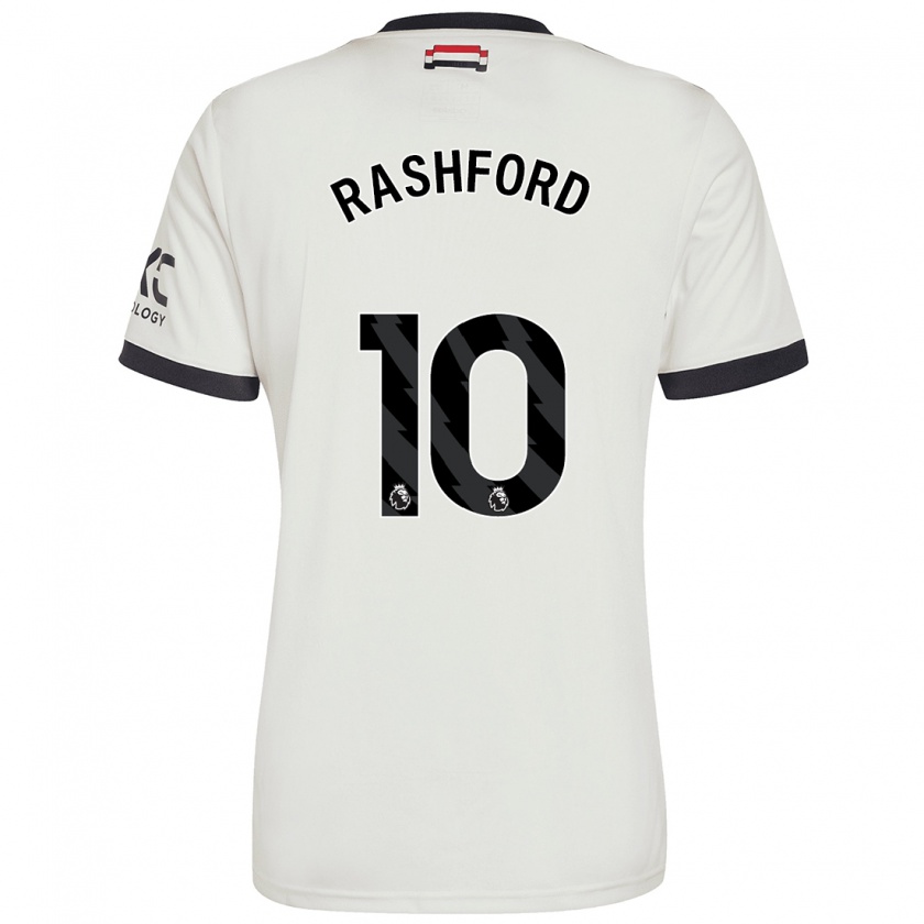 Kandiny Herren Marcus Rashford #10 Cremeweiß Ausweichtrikot Trikot 2024/25 T-Shirt