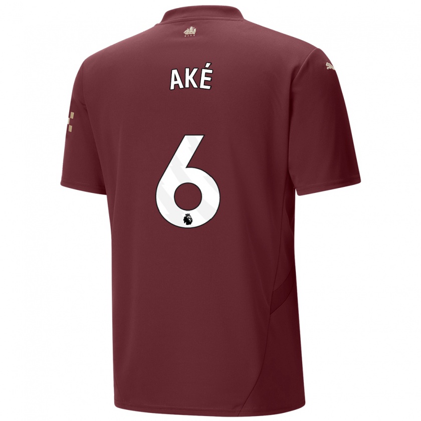 Kandiny Herren Nathan Aké #6 Kastanienbraun Ausweichtrikot Trikot 2024/25 T-Shirt