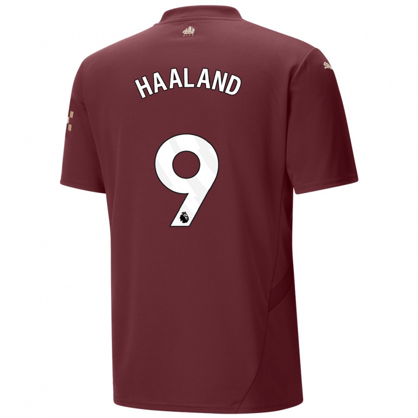 Kandiny Herren Erling Haaland #9 Kastanienbraun Ausweichtrikot Trikot 2024/25 T-Shirt