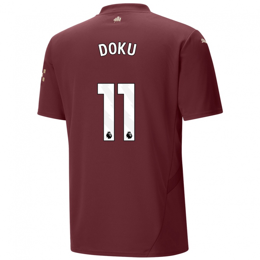 Kandiny Herren Jérémy Doku #11 Kastanienbraun Ausweichtrikot Trikot 2024/25 T-Shirt