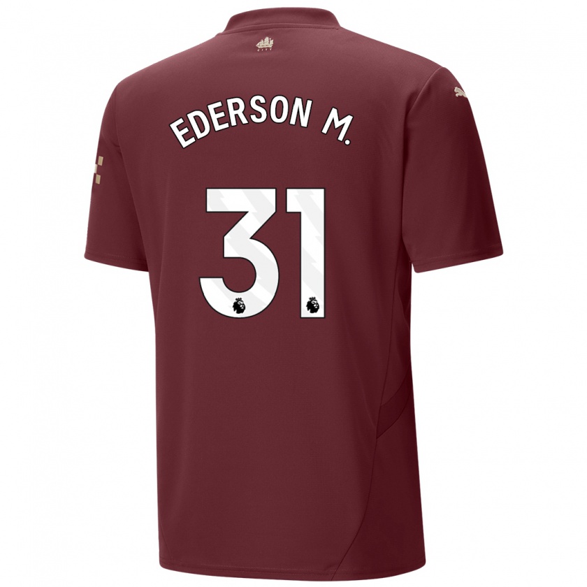 Kandiny Herren Ederson #31 Kastanienbraun Ausweichtrikot Trikot 2024/25 T-Shirt