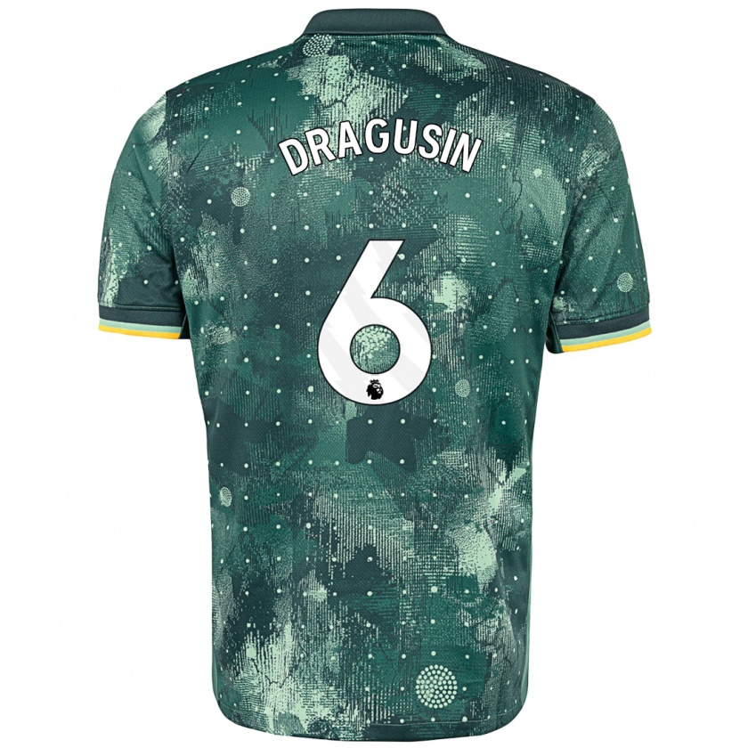 Kandiny Herren Radu Drăgușin #6 Mintgrün Ausweichtrikot Trikot 2024/25 T-Shirt