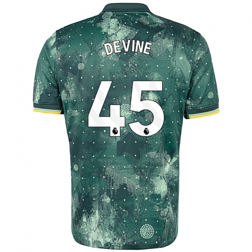 Kandiny Herren Alfie Devine #45 Mintgrün Ausweichtrikot Trikot 2024/25 T-Shirt