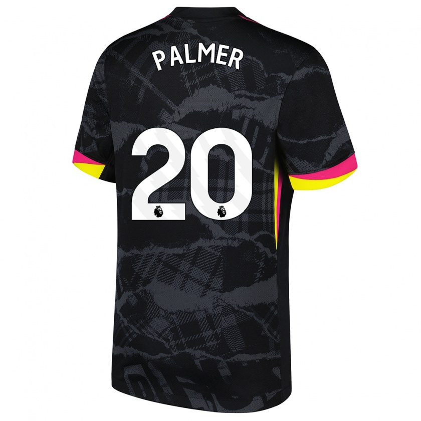 Kandiny Herren Cole Palmer #20 Schwarz Rosa Ausweichtrikot Trikot 2024/25 T-Shirt