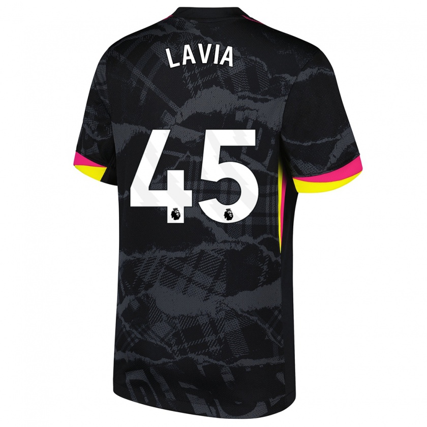 Kandiny Herren Roméo Lavia #45 Schwarz Rosa Ausweichtrikot Trikot 2024/25 T-Shirt