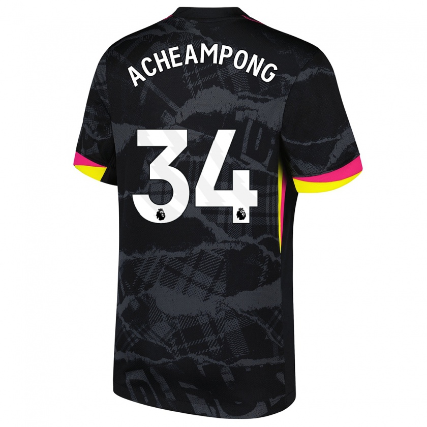 Kandiny Herren Josh Acheampong #34 Schwarz Rosa Ausweichtrikot Trikot 2024/25 T-Shirt