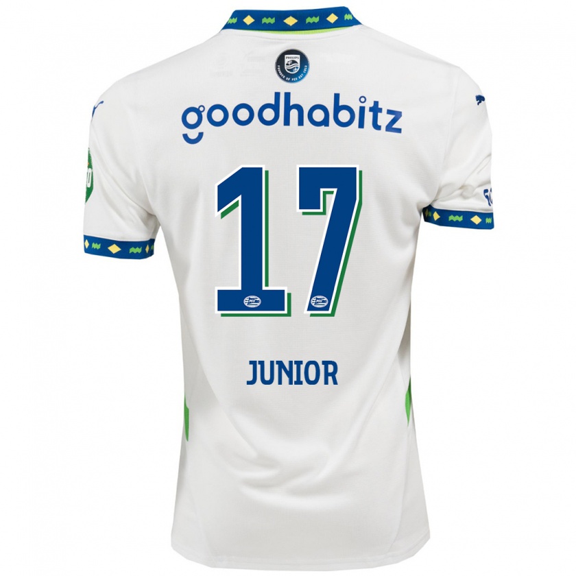 Kandiny Herren Mauro Júnior #17 Weiß Dunkelblau Ausweichtrikot Trikot 2024/25 T-Shirt