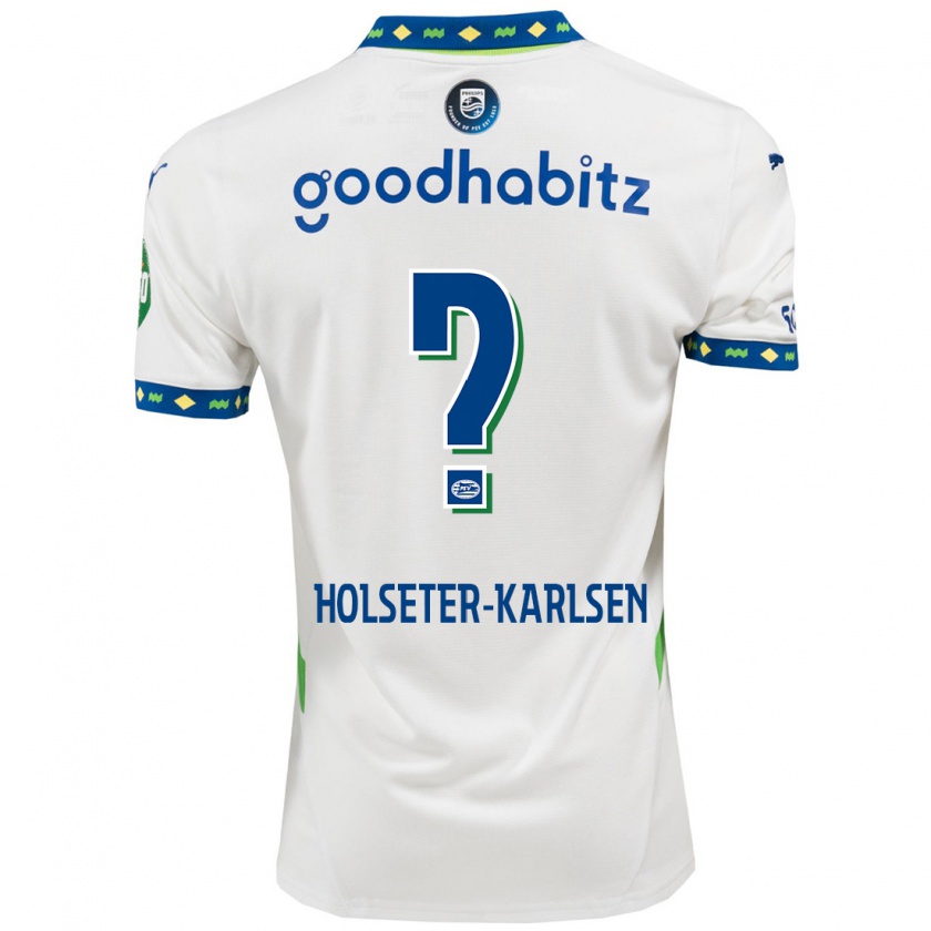 Kandiny Herren Philip Holseter-Karlsen #0 Weiß Dunkelblau Ausweichtrikot Trikot 2024/25 T-Shirt