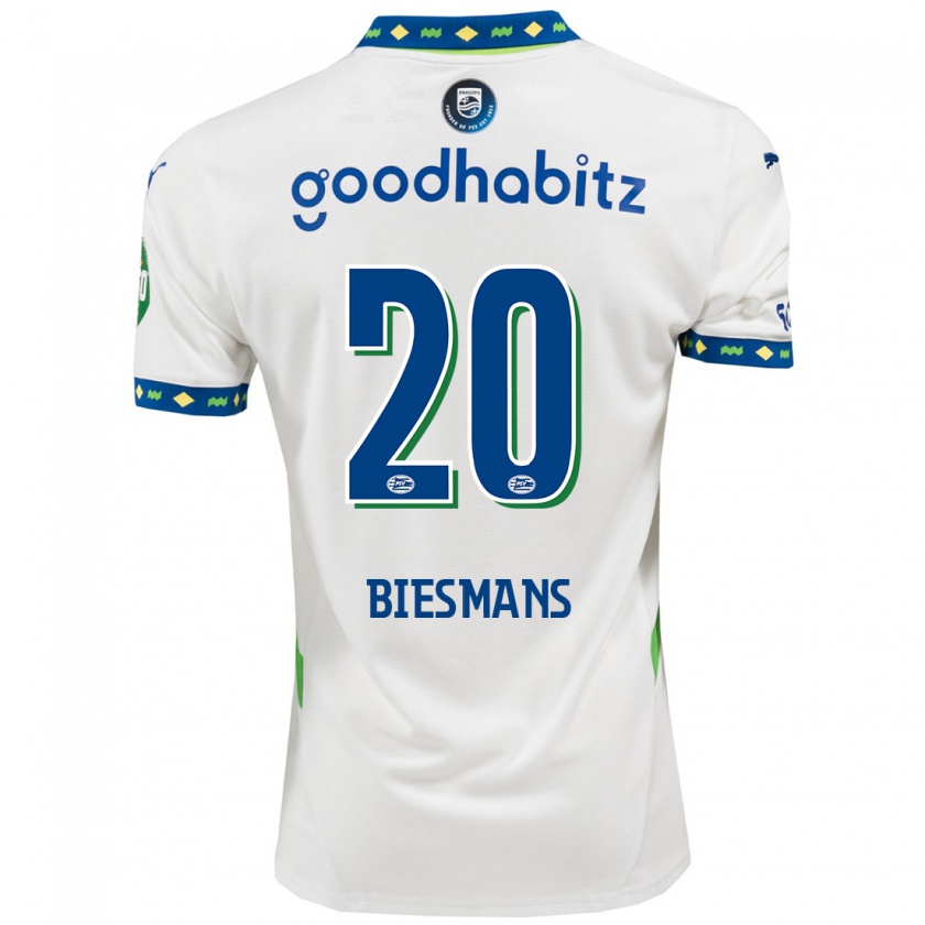 Kandiny Herren Julie Biesmans #20 Weiß Dunkelblau Ausweichtrikot Trikot 2024/25 T-Shirt