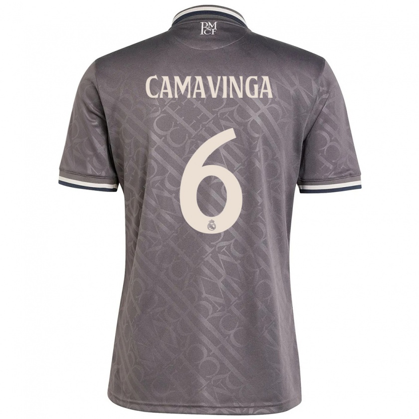 Kandiny Herren Eduardo Camavinga #6 Anthrazit Ausweichtrikot Trikot 2024/25 T-Shirt