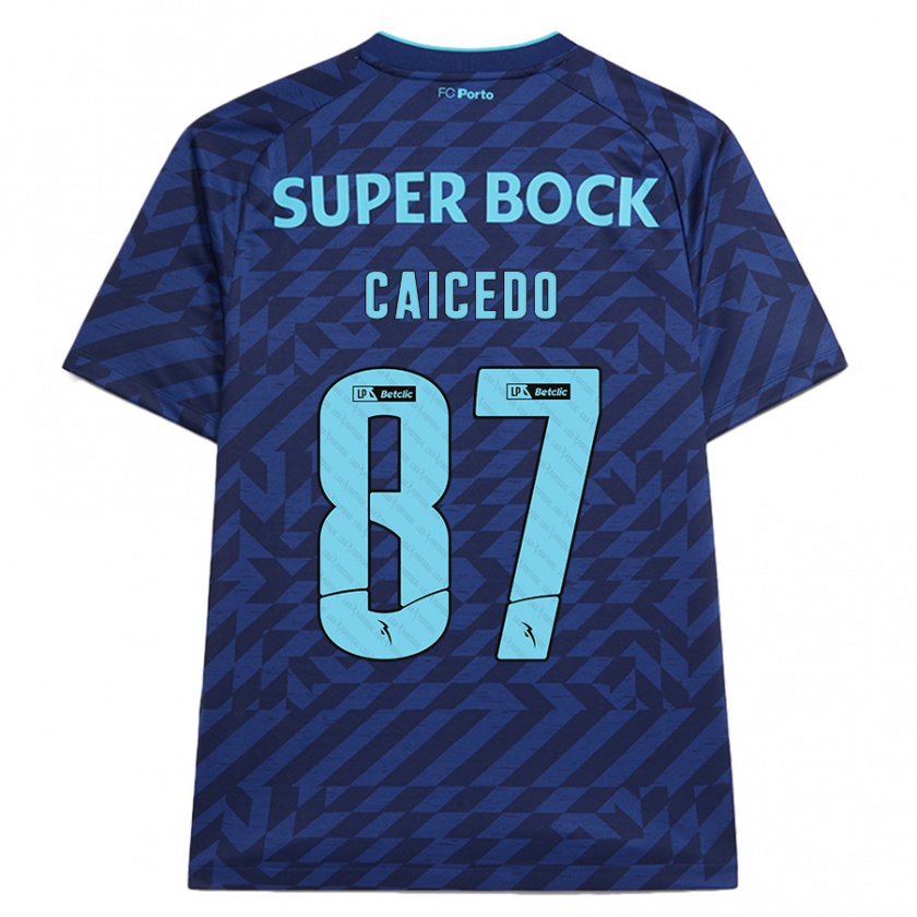 Kandiny Herren Brayan Caicedo #87 Marineblau Ausweichtrikot Trikot 2024/25 T-Shirt