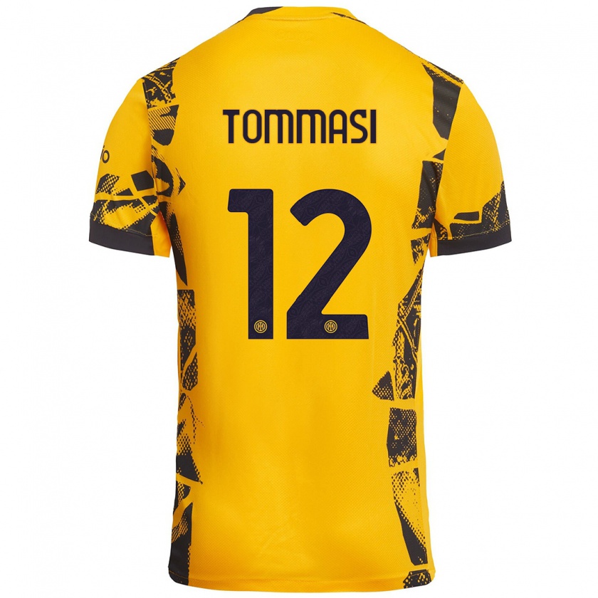 Kandiny Herren Francesco Tommasi #12 Gold Schwarz Ausweichtrikot Trikot 2024/25 T-Shirt