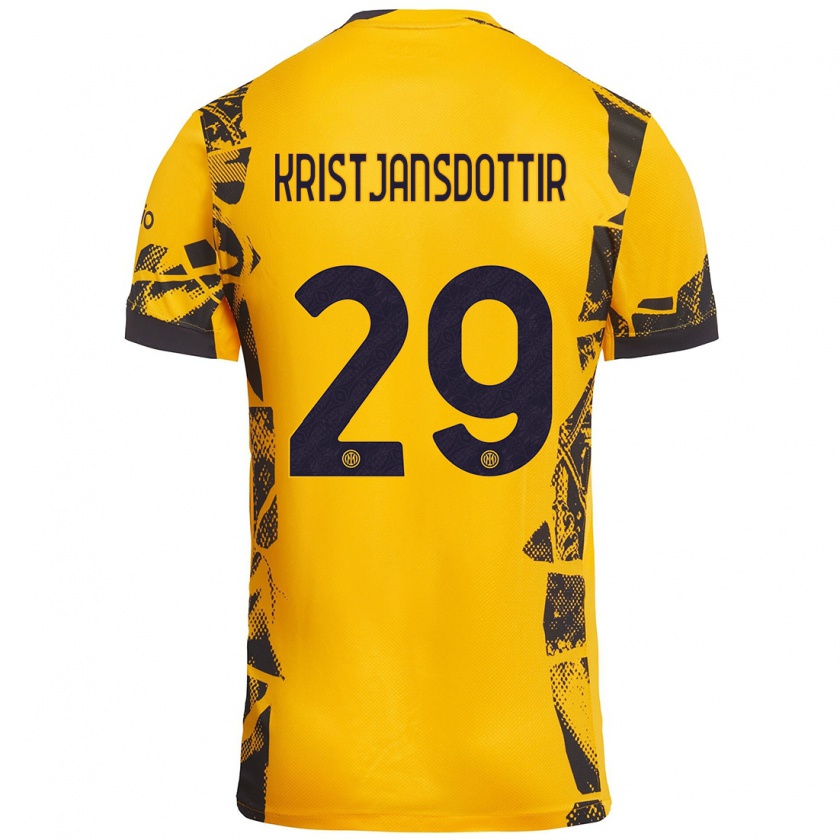 Kandiny Herren Anna Bjork Kristjansdottir #29 Gold Schwarz Ausweichtrikot Trikot 2024/25 T-Shirt