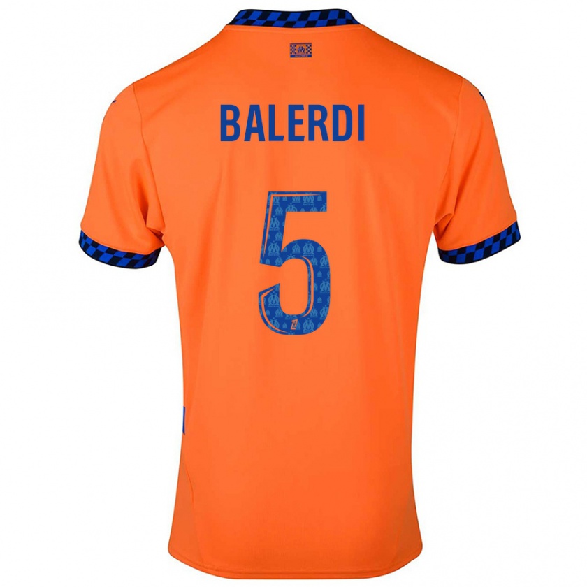 Kandiny Herren Leonardo Balerdi #5 Orange Dunkelblau Ausweichtrikot Trikot 2024/25 T-Shirt