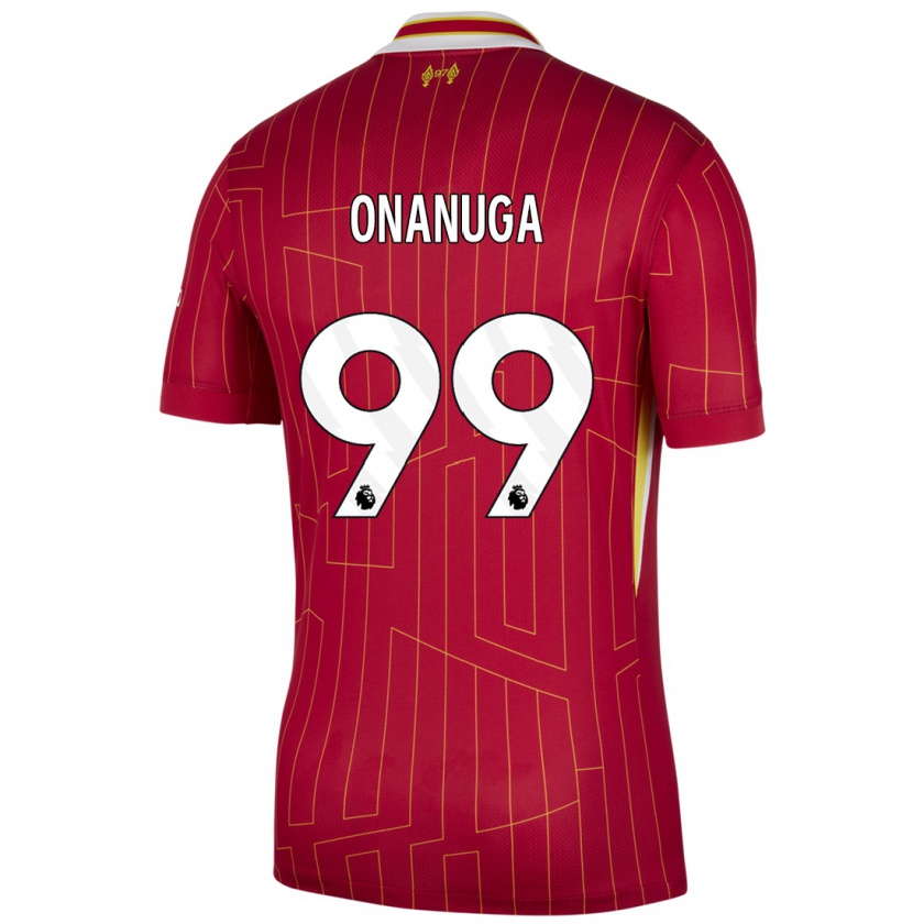 Kandiny Damen Fola Onanuga #99 Rot Gelb Weiß Heimtrikot Trikot 2024/25 T-Shirt