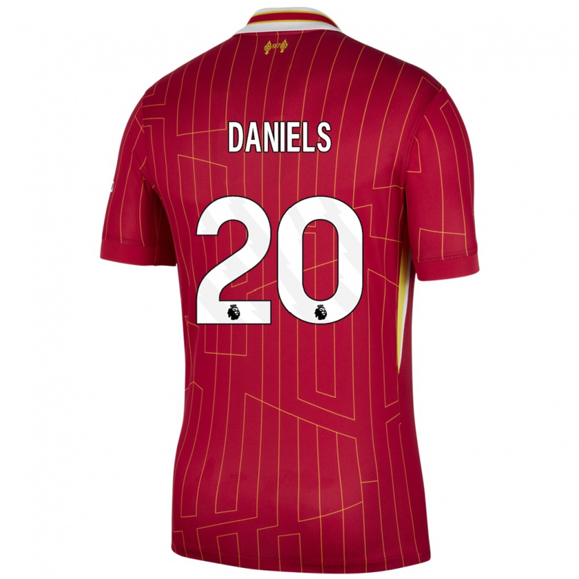 Kandiny Damen Yana Daniëls #20 Rot Gelb Weiß Heimtrikot Trikot 2024/25 T-Shirt