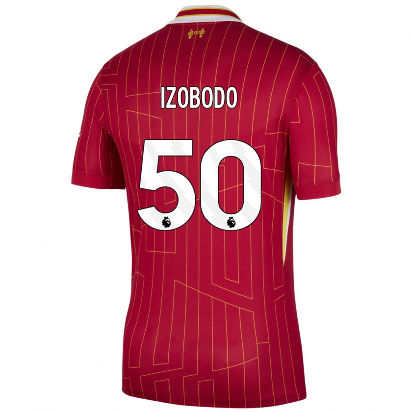 Kandiny Damen Elijah Izobodo John #50 Rot Gelb Weiß Heimtrikot Trikot 2024/25 T-Shirt