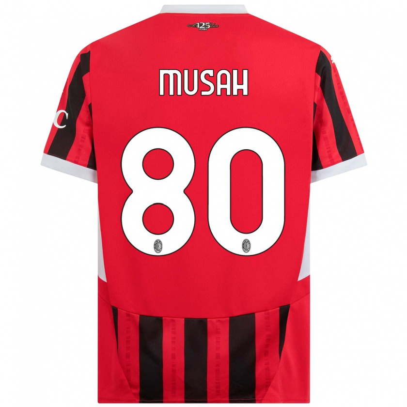 Kandiny Damen Yunus Musah #80 Rot Schwarz Heimtrikot Trikot 2024/25 T-Shirt