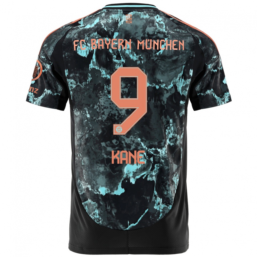 Kandiny Damen Harry Kane #9 Schwarz Auswärtstrikot Trikot 2024/25 T-Shirt