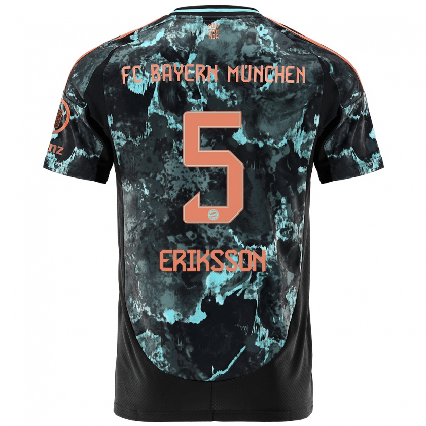 Kandiny Damen Magdalena Eriksson #5 Schwarz Auswärtstrikot Trikot 2024/25 T-Shirt