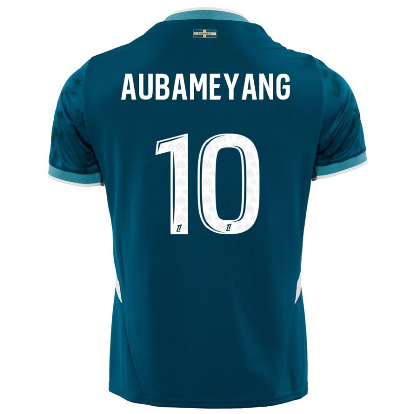 Kandiny Damen Pierre-Emerick Aubameyang #10 Türkisblau Auswärtstrikot Trikot 2024/25 T-Shirt