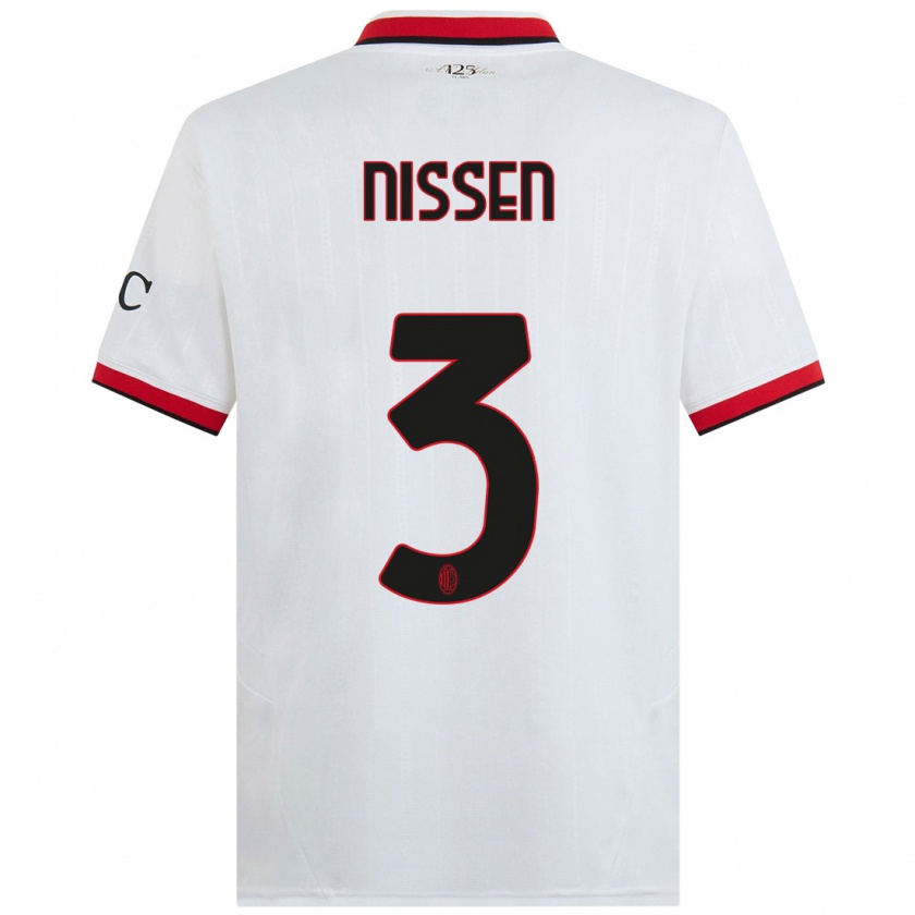 Kandiny Damen Fredrik Nissen #3 Weiß Schwarz Rot Auswärtstrikot Trikot 2024/25 T-Shirt