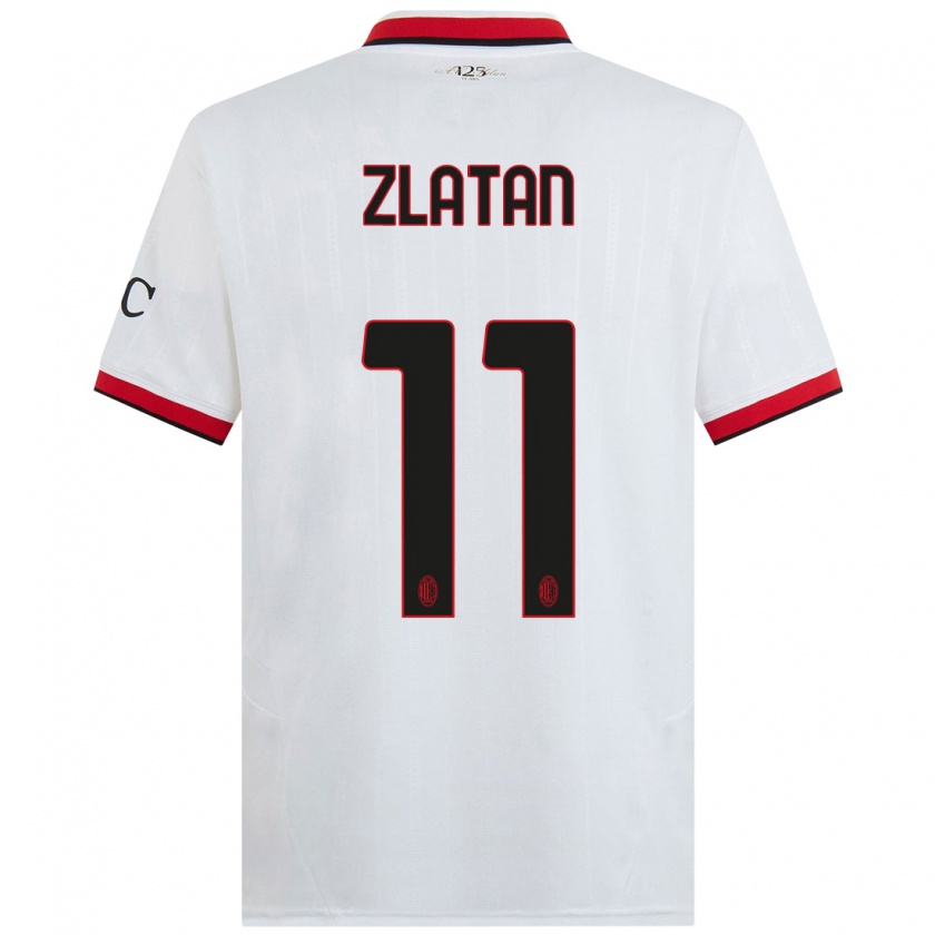 Kandiny Damen Zlatan Ibrahimovic #11 Weiß Schwarz Rot Auswärtstrikot Trikot 2024/25 T-Shirt