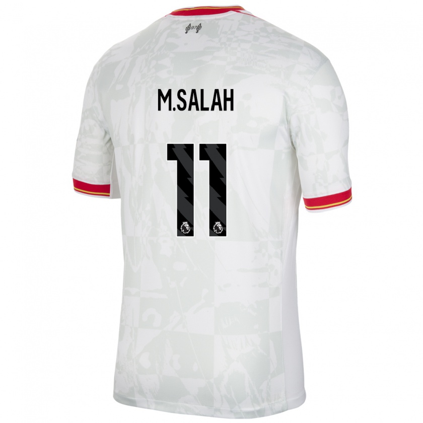 Kandiny Damen Mohamed Salah #11 Weiß Rot Schwarz Ausweichtrikot Trikot 2024/25 T-Shirt