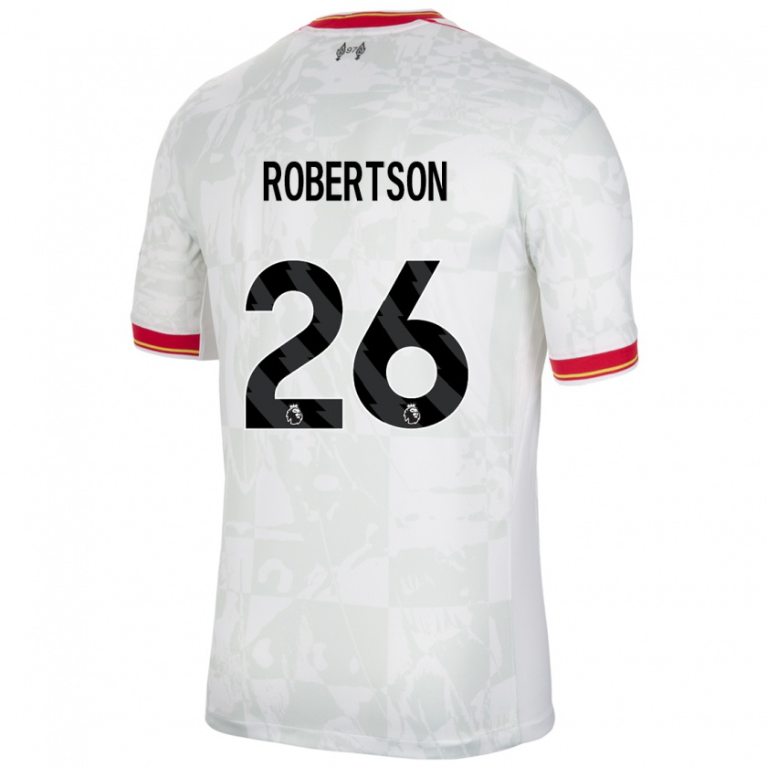 Kandiny Damen Andrew Robertson #26 Weiß Rot Schwarz Ausweichtrikot Trikot 2024/25 T-Shirt