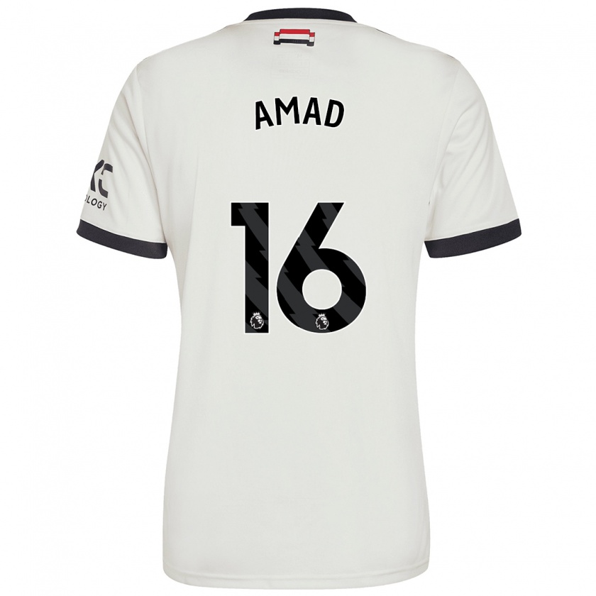 Kandiny Damen Amad Diallo #16 Cremeweiß Ausweichtrikot Trikot 2024/25 T-Shirt