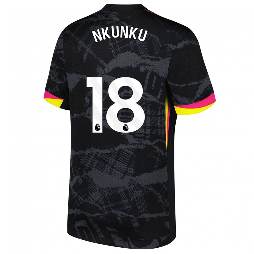 Kandiny Damen Christopher Nkunku #18 Schwarz Rosa Ausweichtrikot Trikot 2024/25 T-Shirt