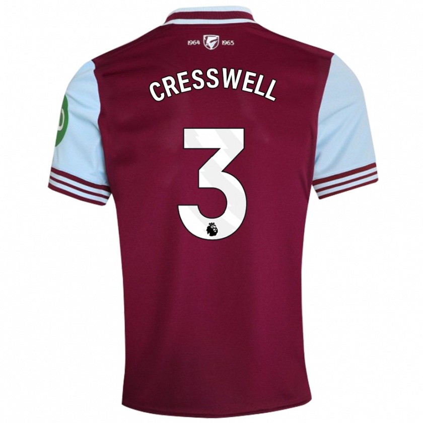 Kandiny Kinder Aaron Cresswell #3 Dunkelrot Heimtrikot Trikot 2024/25 T-Shirt