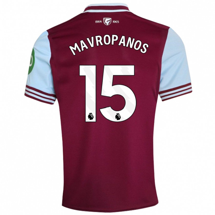 Kandiny Kinder Konstantinos Mavropanos #15 Dunkelrot Heimtrikot Trikot 2024/25 T-Shirt