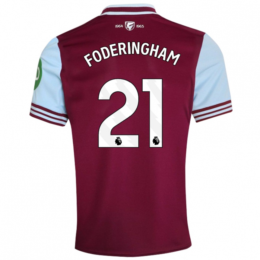 Kandiny Kinder Wes Foderingham #21 Dunkelrot Heimtrikot Trikot 2024/25 T-Shirt