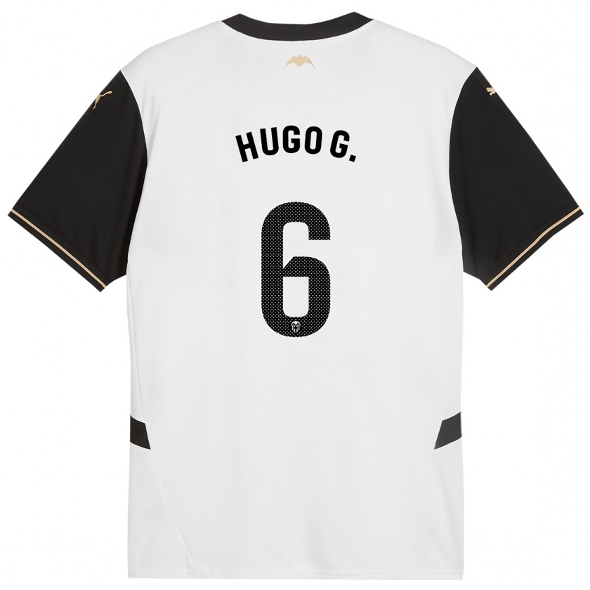 Kandiny Kinder Hugo Guillamón #6 Weiß Schwarz Heimtrikot Trikot 2024/25 T-Shirt