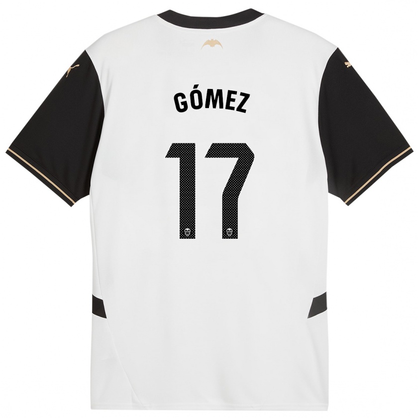 Kandiny Kinder Dani Gómez #17 Weiß Schwarz Heimtrikot Trikot 2024/25 T-Shirt