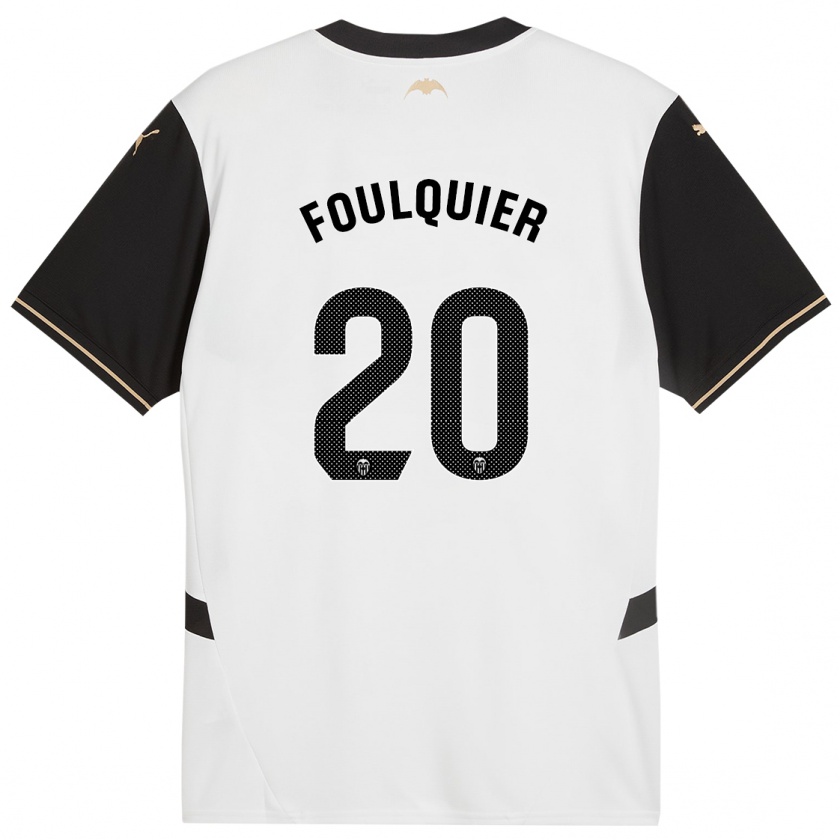 Kandiny Kinder Dimitri Foulquier #20 Weiß Schwarz Heimtrikot Trikot 2024/25 T-Shirt