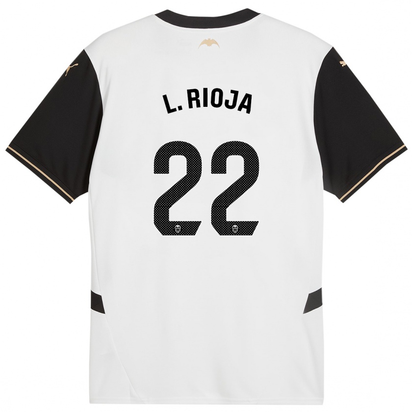 Kandiny Kinder Luis Rioja #22 Weiß Schwarz Heimtrikot Trikot 2024/25 T-Shirt