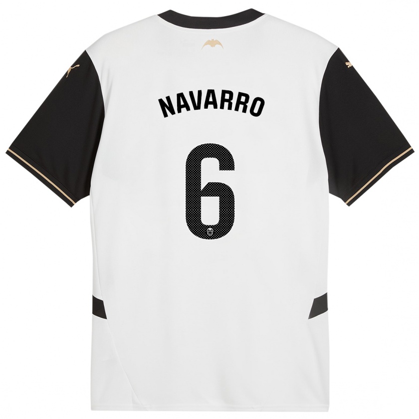 Kandiny Kinder Javi Navarro #6 Weiß Schwarz Heimtrikot Trikot 2024/25 T-Shirt