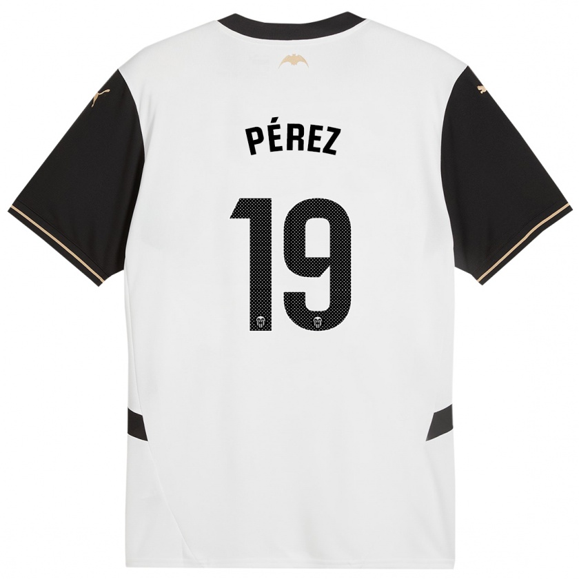 Kandiny Kinder Joselu Pérez #19 Weiß Schwarz Heimtrikot Trikot 2024/25 T-Shirt