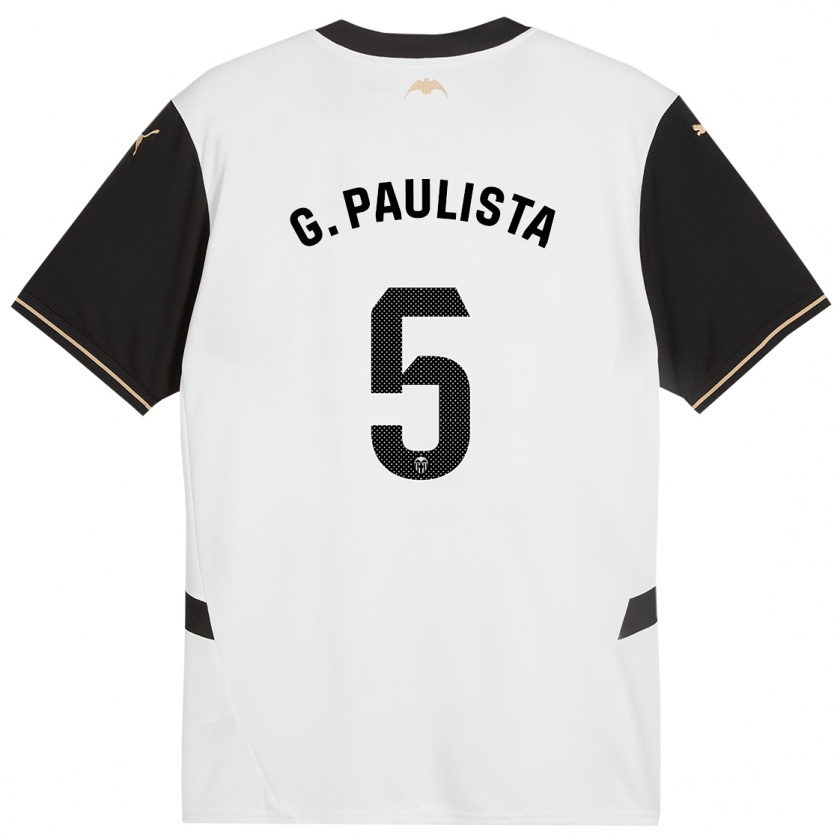 Kandiny Kinder Gabriel Paulista #5 Weiß Schwarz Heimtrikot Trikot 2024/25 T-Shirt