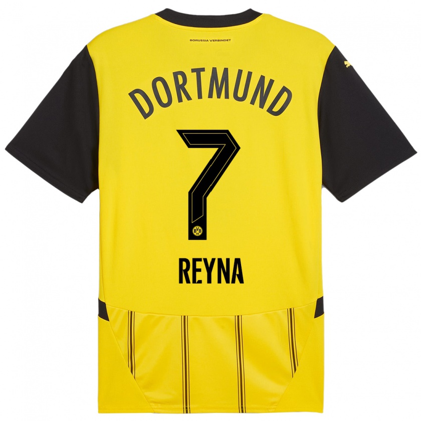 Kandiny Kinder Giovanni Reyna #7 Gelb Schwarz Heimtrikot Trikot 2024/25 T-Shirt